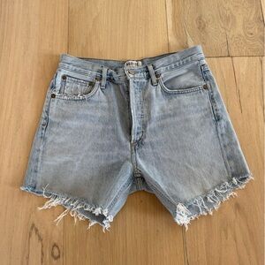 Agolde Pinch Waist Cut Off Denim Jean Shorts Light Wash Size 28